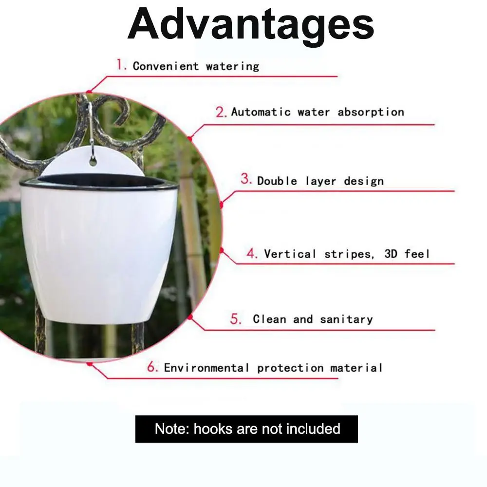 Garden Decor Self Watering Hanging Flower Pot Planter Plant Pot Basket