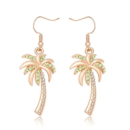 Crystal Beach Palm Tree Dangle Earrings Tropical Jewelry for Women