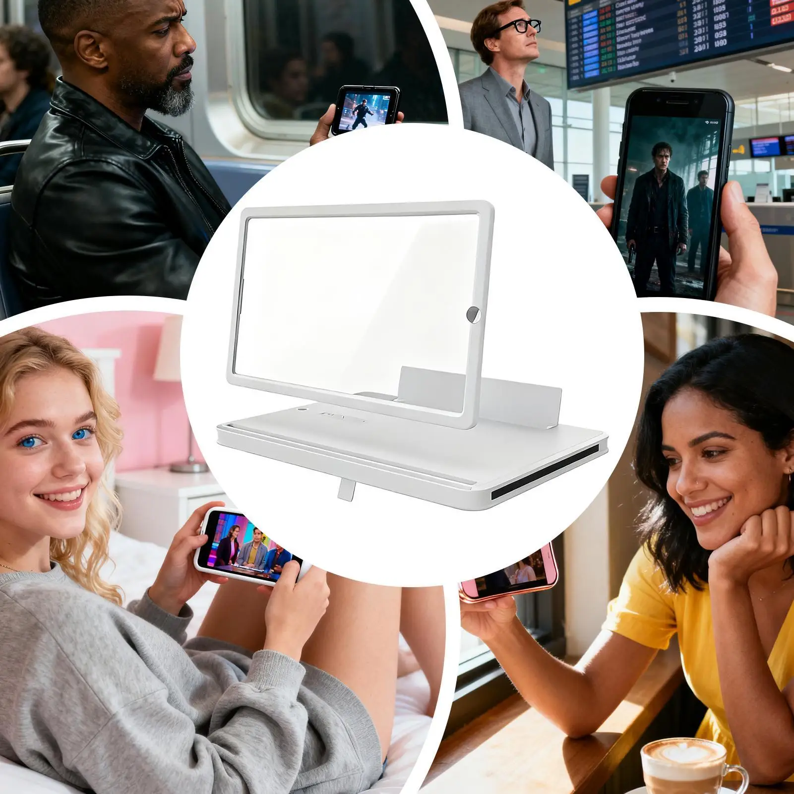 شاشة مكبرة للهواتف الذكية مقاس 8 بوصات عالية الدقة قابلة للطي وموسعات شاشة زاوية قابلة للتعديل لقراءة الهاتف الخلوي للهواتف الذكية