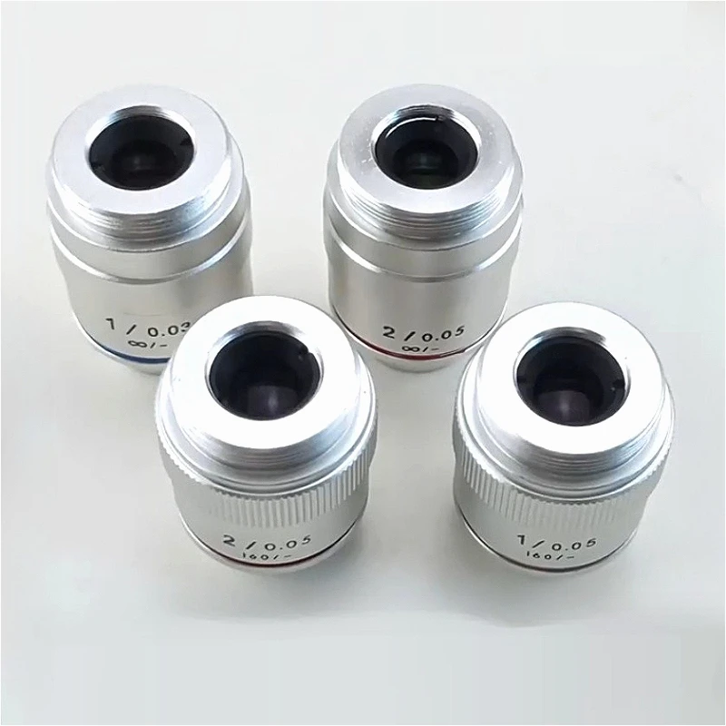 1X 2X Achromatic Microscope Objective Lens Infinity Low Power Objectives with Standard RMS Thread