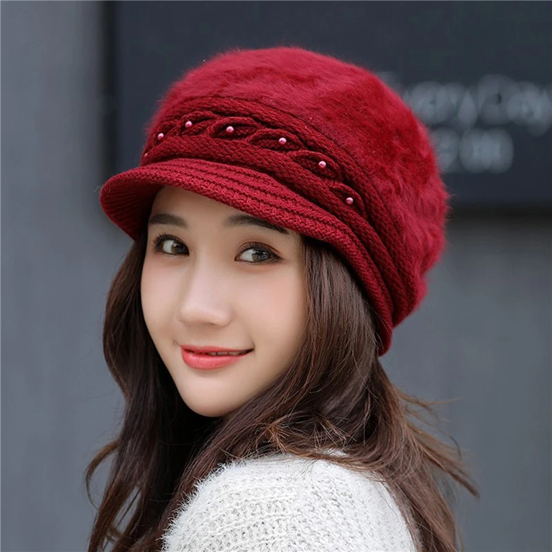 Cálidos gorros de punto para mujer, gorro de moda para Otoño e Invierno