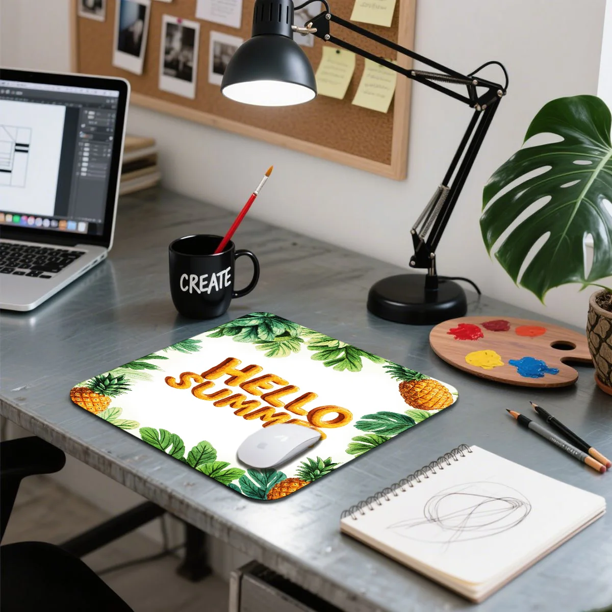 Alfombrilla de ratón de goma de PVC Tropical, diseño de piña de Hello Summer para juegos de oficina, decoración del hogar, regalo para amigos, 1 Uds.