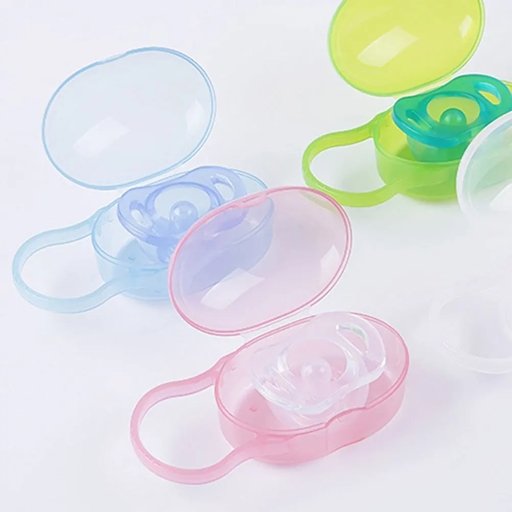 4 Buah Kotak Tempat Penyimpanan Dot Bayi Kotak Penyimpanan Dot Bayi Transparan Biru Hijau Merah Muda Cocok untuk Semua Klip Dot Utama