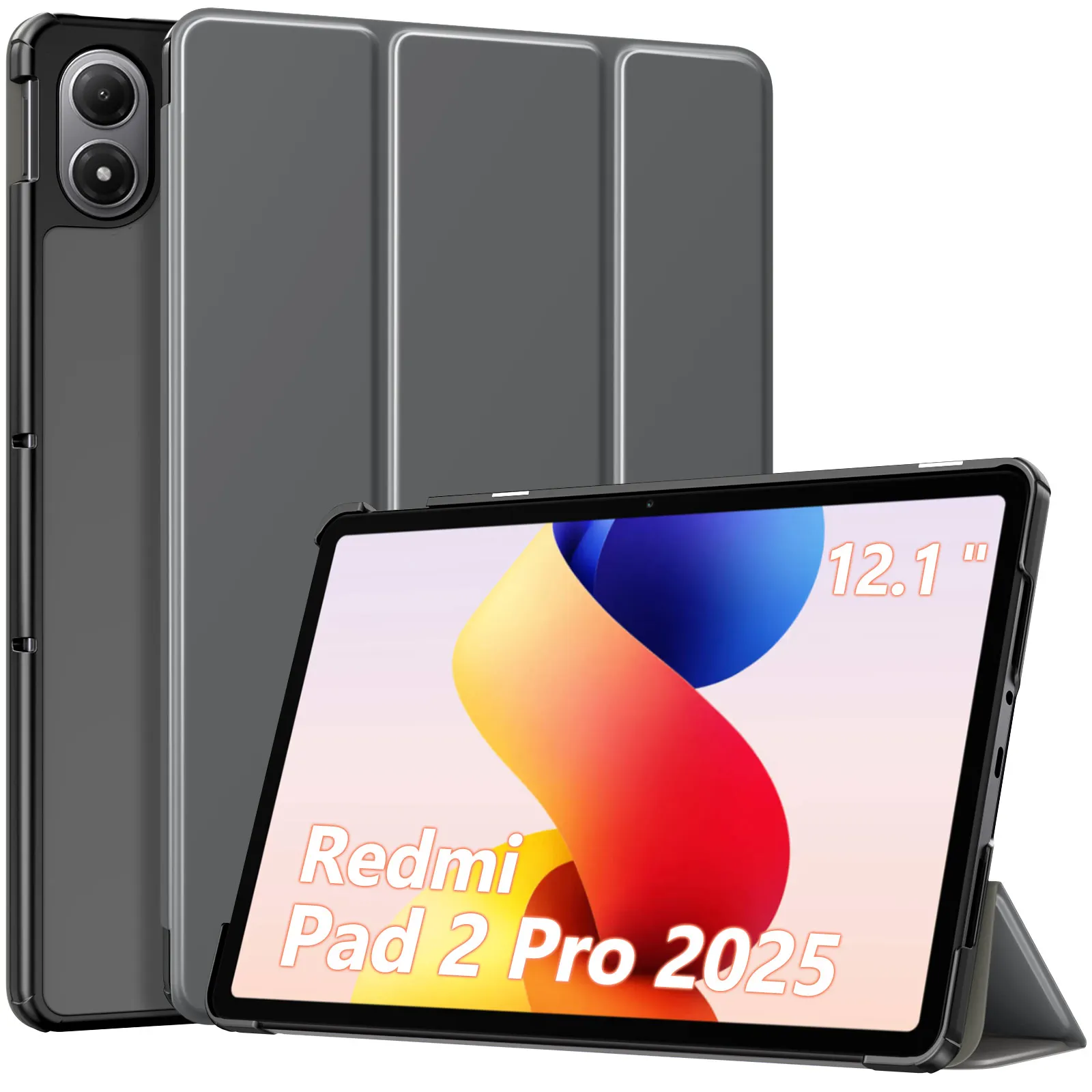 Case for Xiaomi Redmi Pad 2 Pro 12.1 Inch 2025 Ultra Thin Smart Trifold Stand PU Leather Protective Case with Auto Sleep/Wake