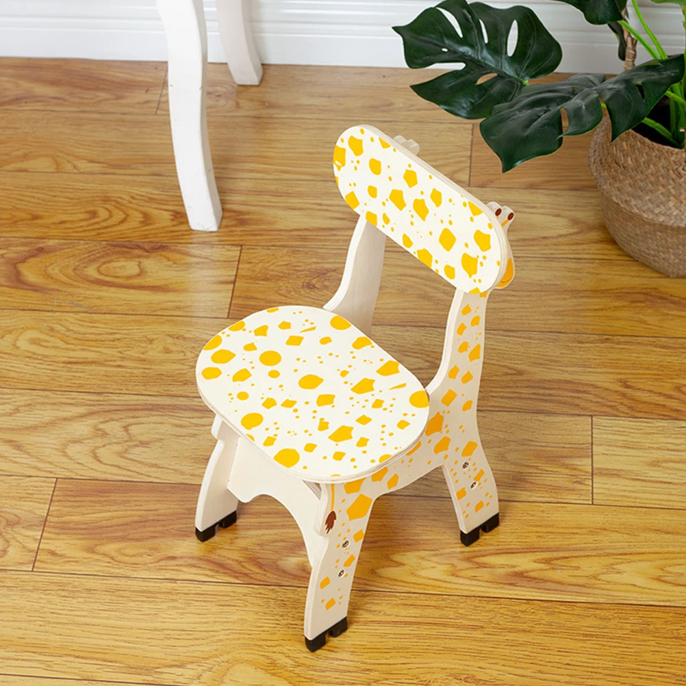 

Giraffe Backrest Chair Kids Toddler Learning Baby Children Stool Wooden Furniture Smooth Corners Enjoyment Kids