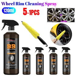 Wheel Rim Cleaner 120ml Car Detailing Brake Dust Remover Powerful Brake Cleaning Spray Washing Brushes for Cleaning Wheels Tires