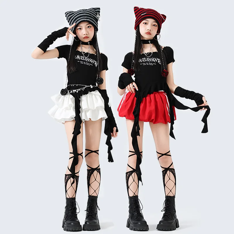

Одежда для подиума для девочек K POP, сценические наряды, костюм для джазовых танцев в стиле хип-хоп, детская одежда для выступлений, одежда для соревнований