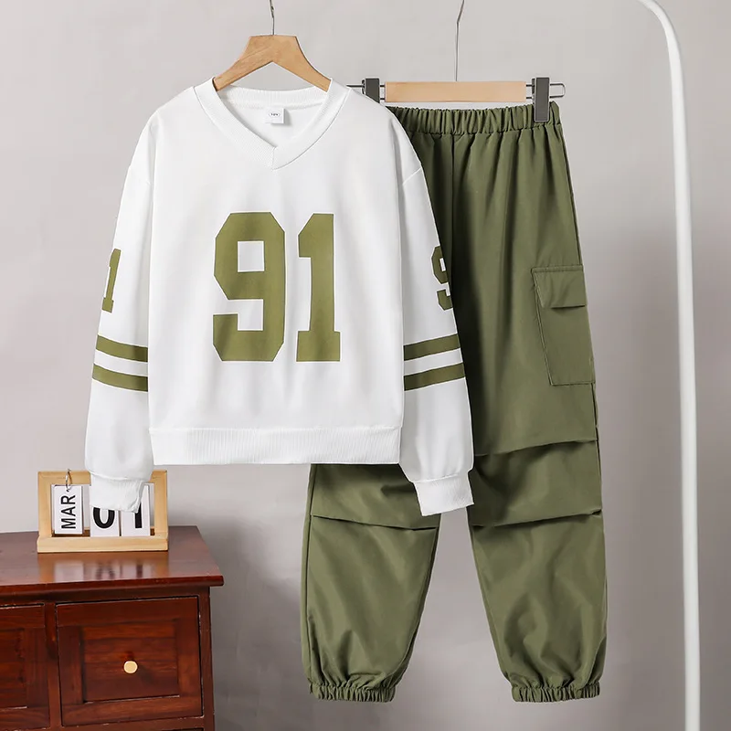 

7 8 9 10 11 12 Years Spring Autumn Boys Clothing Sets Letter Fashion Coat + Long Pants Boys Suits Birthday Gift New Kids Clothes