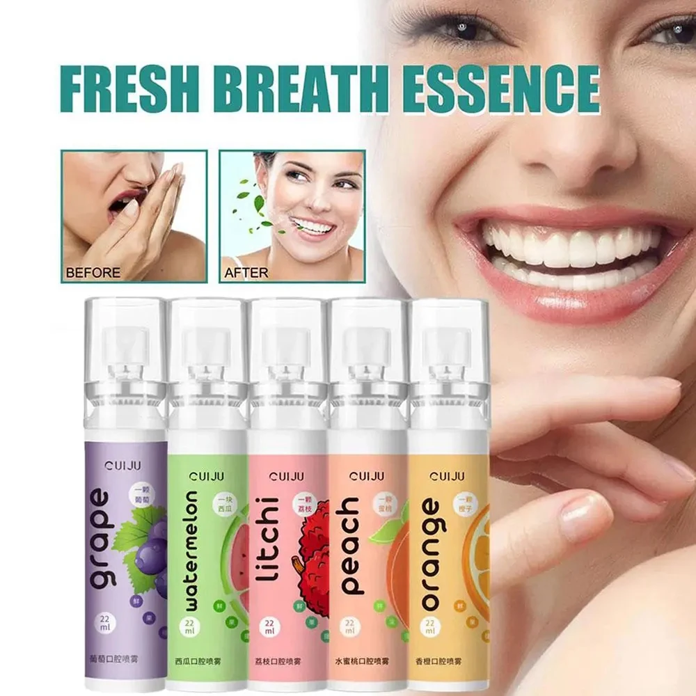 Fresh Oral Spray Fruit Flavour Fresh Breath Spray Portable Refreshing Cool Fresh Breath Oral Odor Remover Fights Bad Breath 22ML