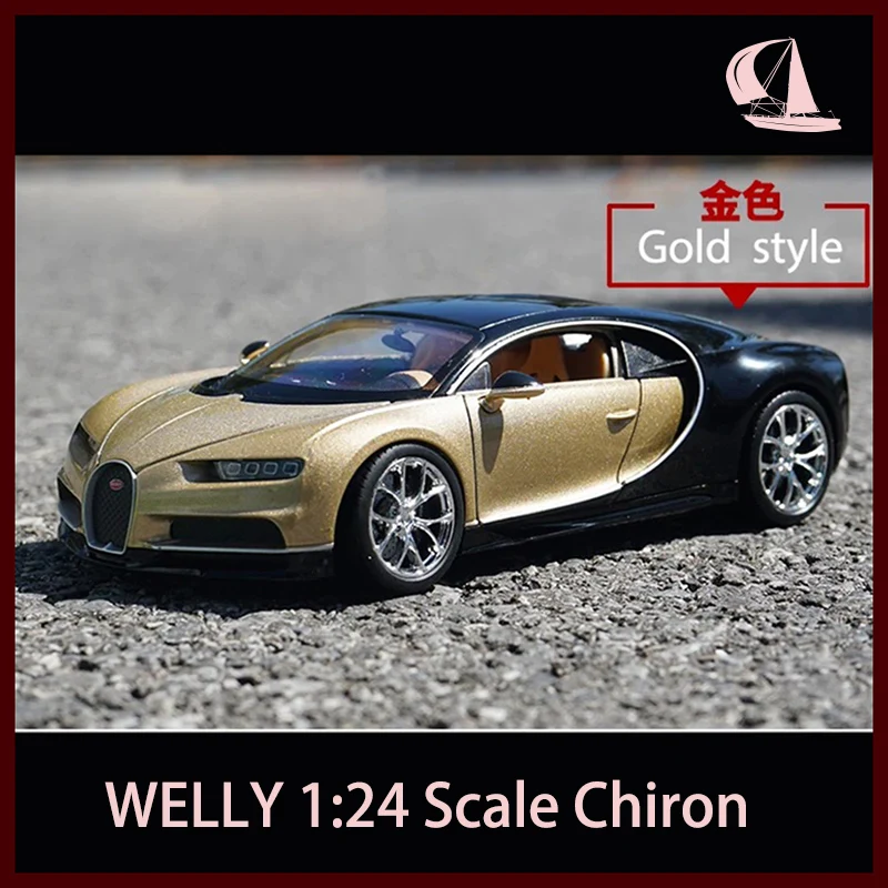 WELLY 1:24 Scale Chiron Alloy Car Model Static Collection Decorated Holiday Gifts Toys Souvenir Gift
