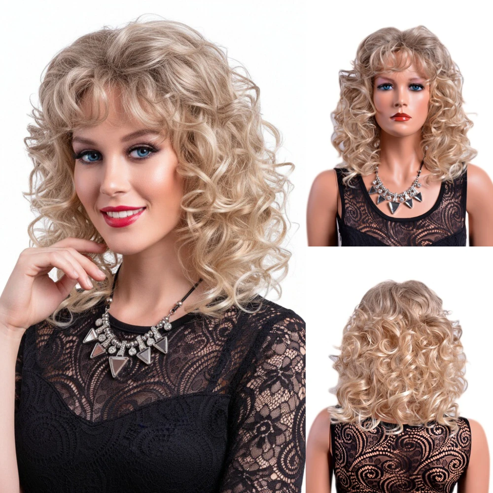 

MSIWIGS Короткие светлые вьющиеся парики с омбре с челкой, разные цвета, американский афро синтетический парик для женщин, термостойкий