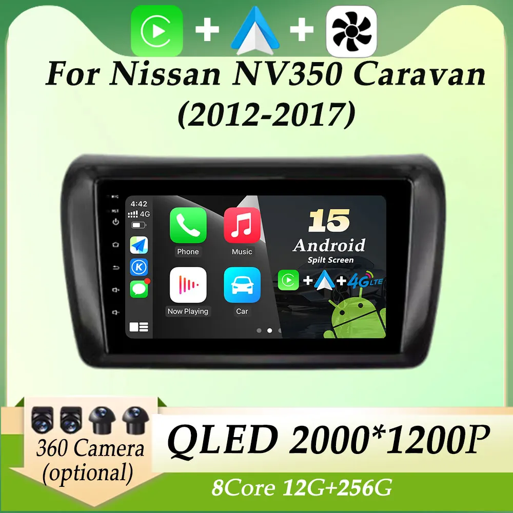 

GPS Navi Car Radio Video Audio Multimedia Player for Nissan NV350 Caravan 2012 - 2017 Carplay Split Screen QLED Screen WIFI BT