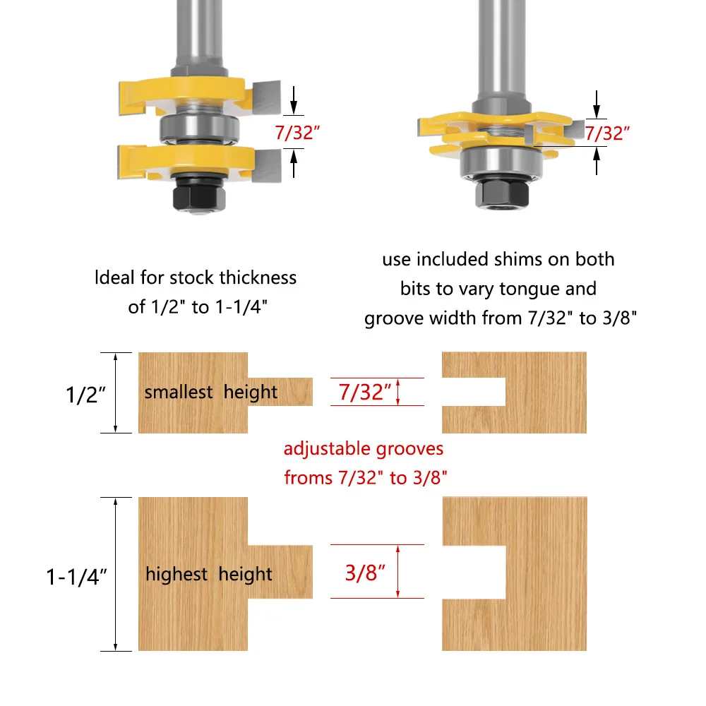 1/2 Handle Adjustable three-tooth Knife Removable Blade Router 2-piece Combination T-knife Mortise Knife Woodworking Knife 12mm