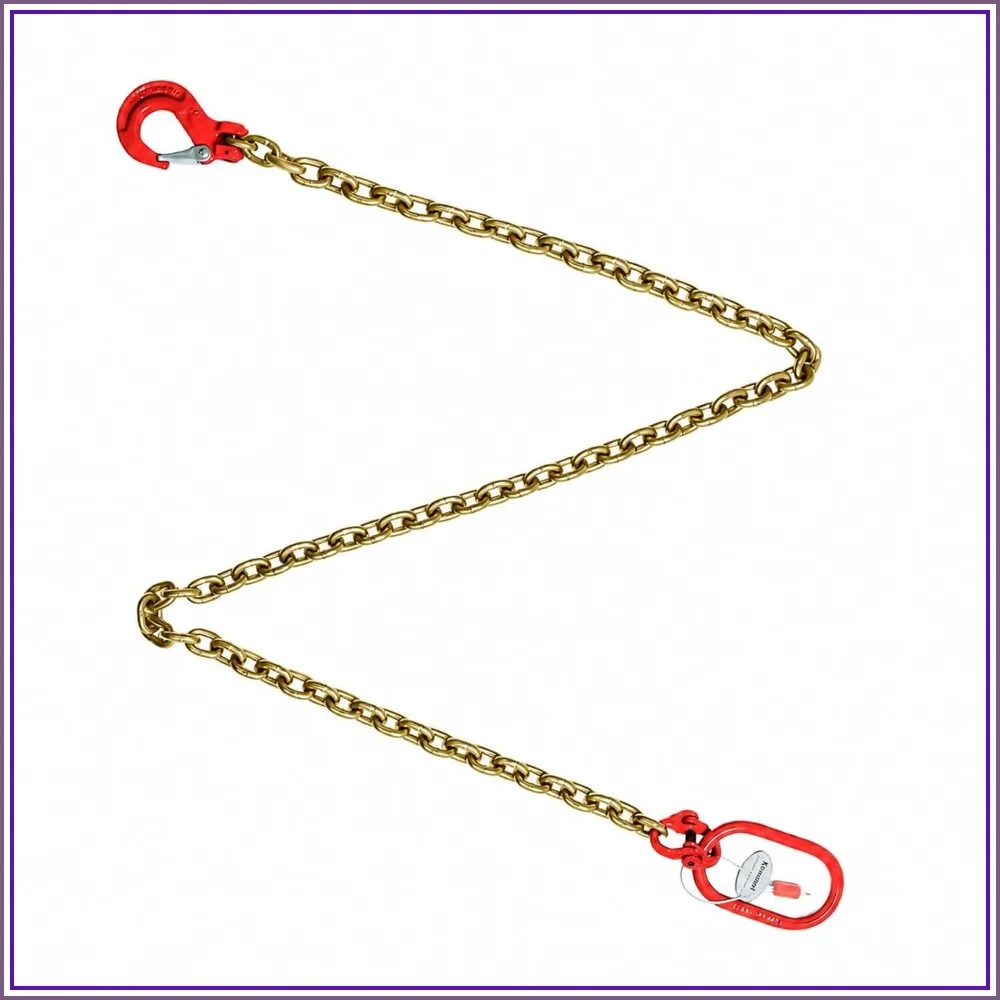 

Grade 80 Single-Leg Chain Sling, 5/16 in Chain x 6 ft, WLL 4,400 lb, Oblong Master Link & Clevis Sling Hook