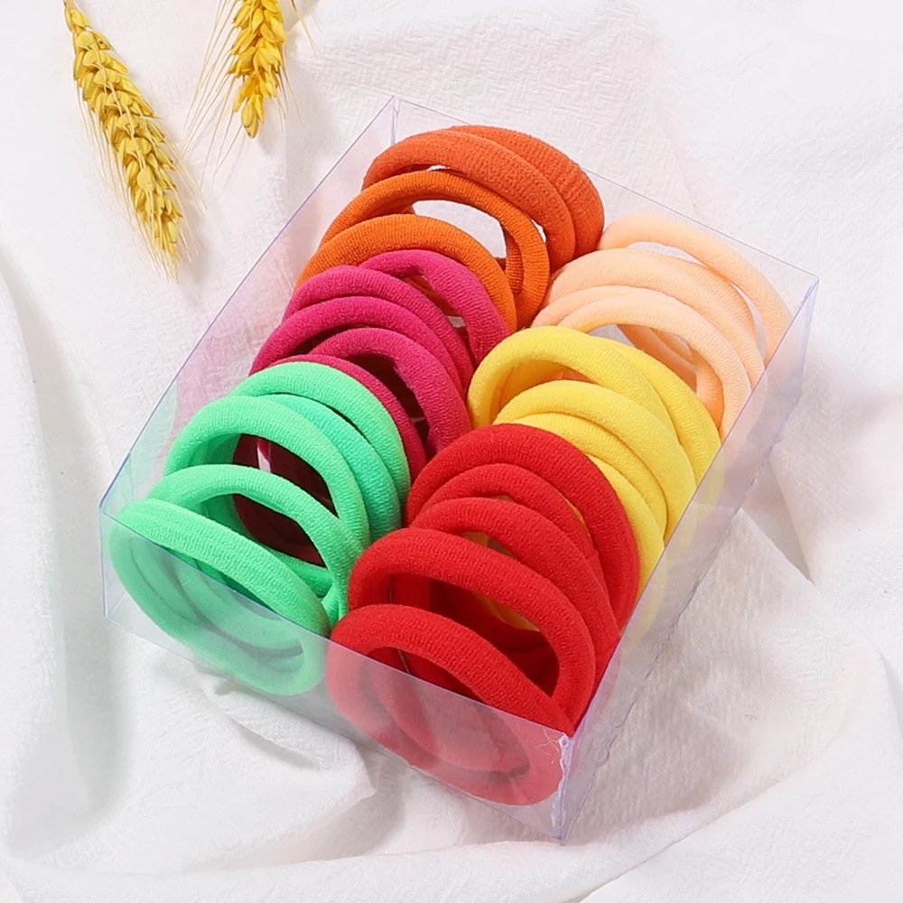 30Pcs/Set Women Elastic Hair Bands Girls Colorful Nylon Rubber Bands Headband Scrunchie Kids Ponytail Holder Hair Accessories