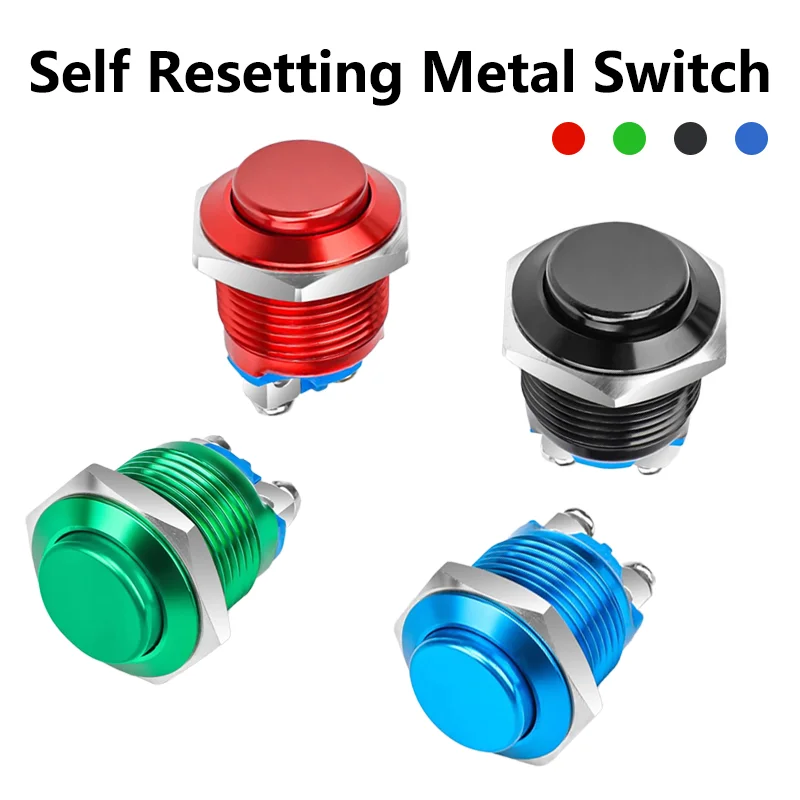 5/20PCS 16mm Momentary PC Switch High Cover Metal Waterproof Push Button Switches Car Power Welding free With ScrewTerminals