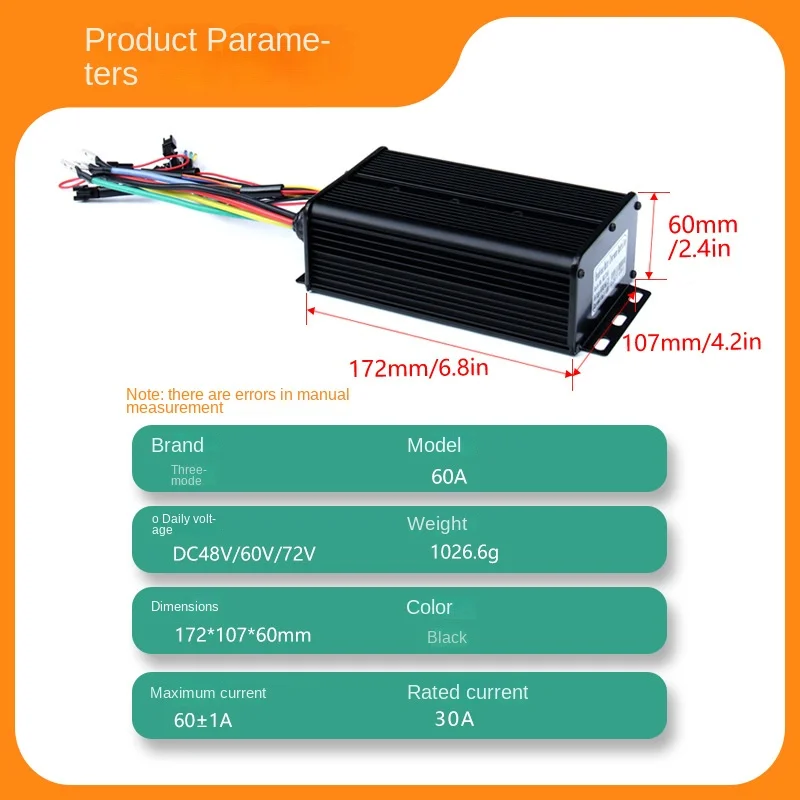 3000W Electric Vehicle Controller System Dual Mode 48V-72V 60A 18 Tube Sine Wave Controller with Ukc1