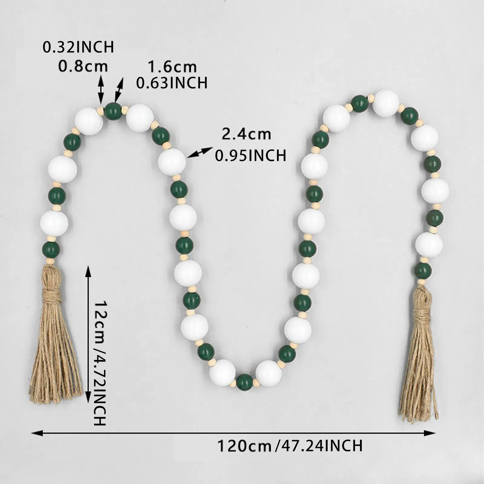 ลูกปัดไม้ Garland คริสต์มาส Garland Boho Decor แขวนผนังตกแต่งคริสต์มาสลูกปัด Garland สําหรับห้องนั่งเล่นคริสต์มาสห้องนอน