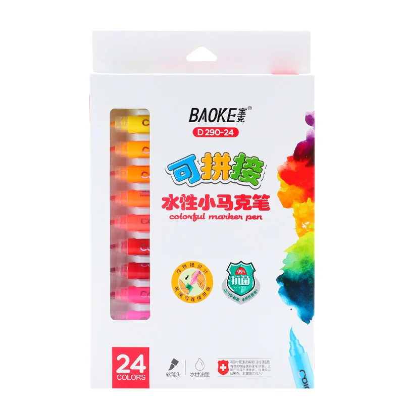 BAOKE D290-24 Water-based Small Cute Marker Pen 24 Colors/Set