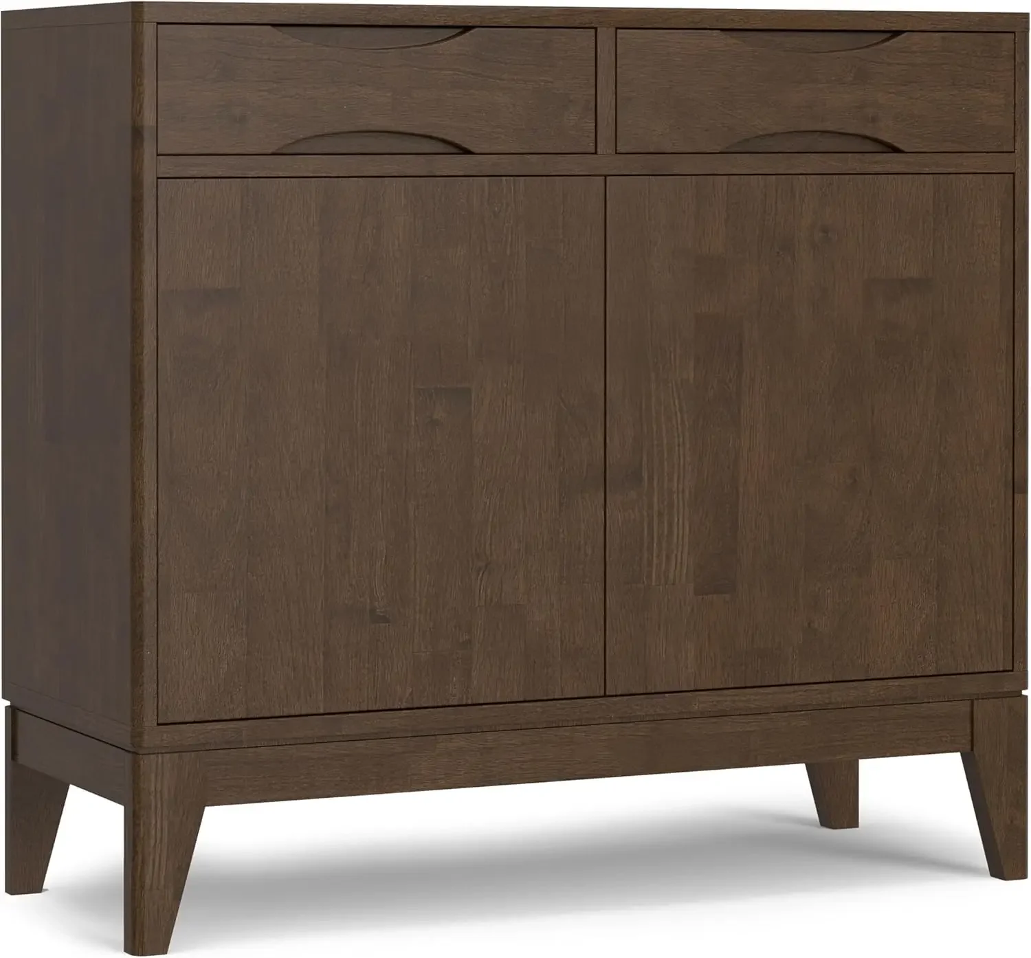 SIMPLIHOME Harper Solid Hardwood 40 inch Wide Mid Century Modern Entryway Storage Cabinet in Walnut Brown for The Living Room, E