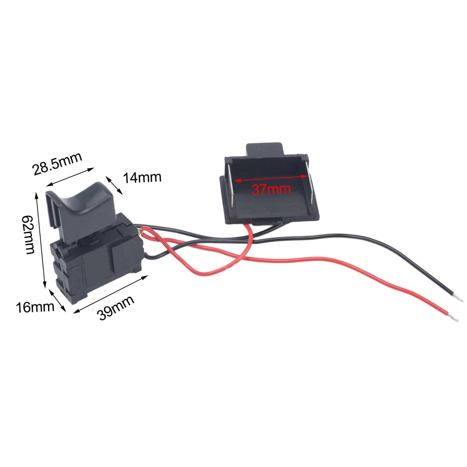 16A 5E4 Trigger Switch For 21V Lithium Battery Electric Blower DC 7.2-24V Infinite Speed/ Control Metal Replacement Part