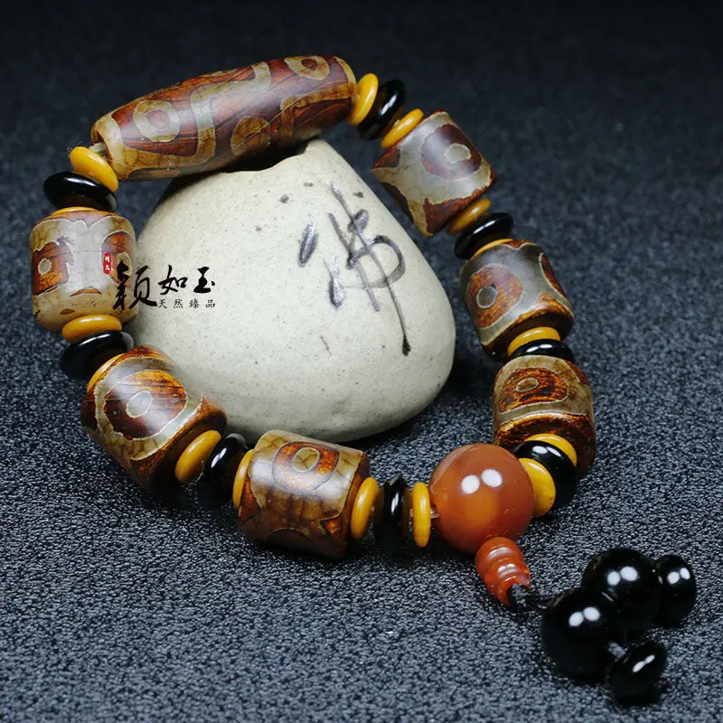 Tibet Laotianzhu Genuine Nine- Original Stone Bracelet Pendant Agate Sky Eye Necklace