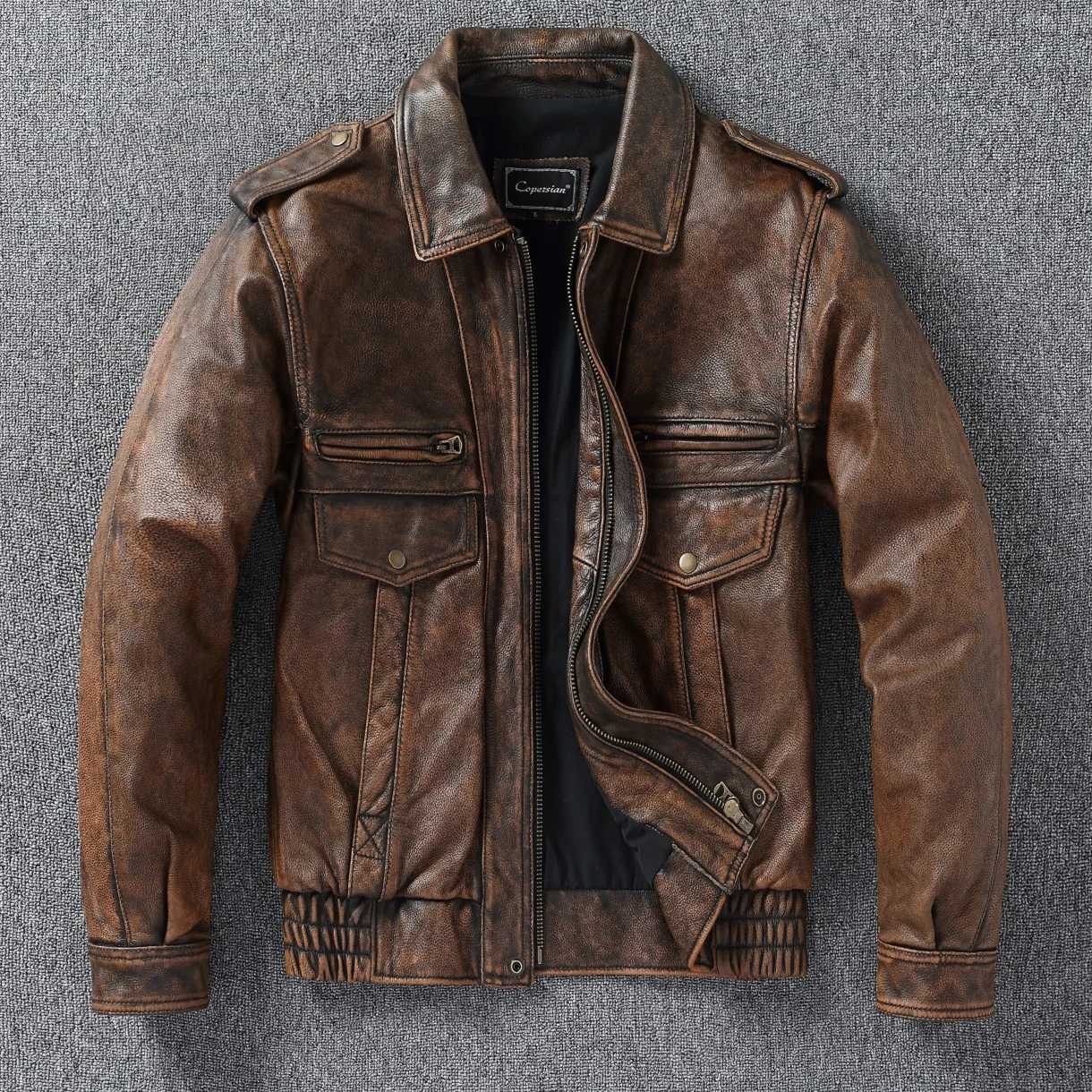 

Мужская куртка из натуральной кожи, охотничья куртка из натуральной яловой кожи, первый слой из воловьей кожи, мотоциклетная куртка в американском стиле ретро, короткая куртка