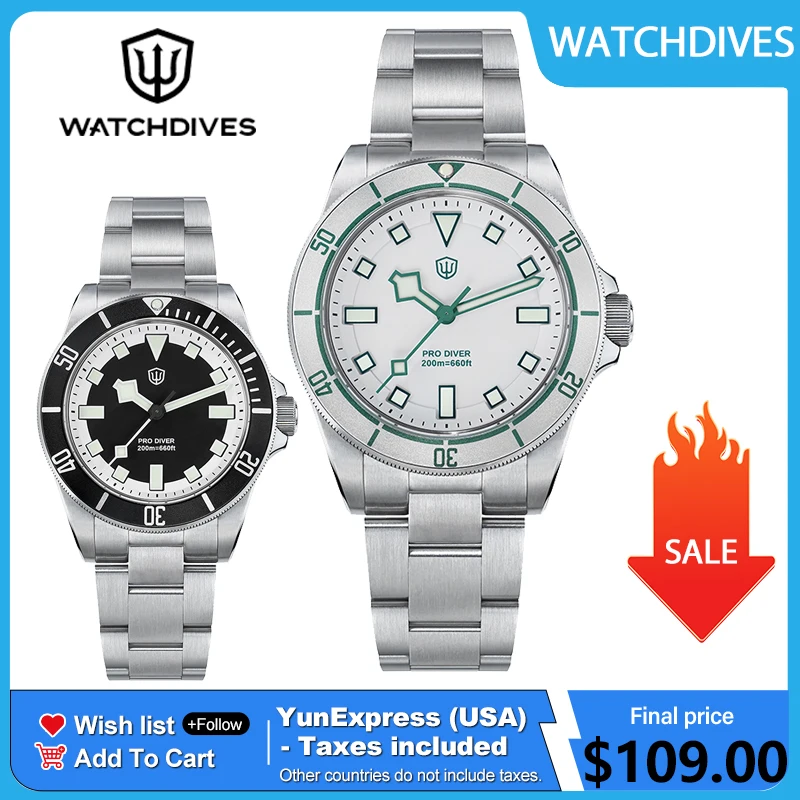 Watchdives WD1969 PRO Men Quartz Watch Sapphire Crystal Luminous
