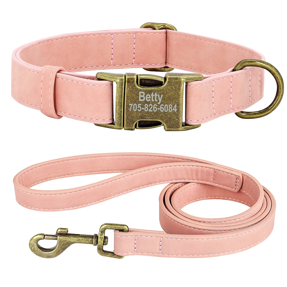 Personal isierte Hunde halsband Leine Set maßge schneiderte Hunde halsband Walking Blei Seil Leder Haustier Halsbänder für kleine mittelgroße Hunde Mops – Detail 10