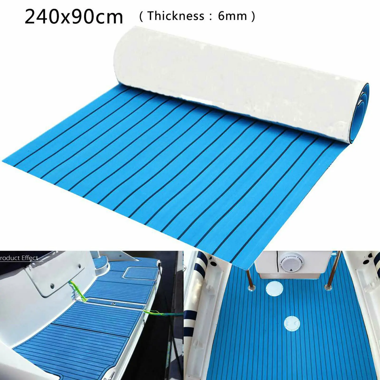 

Teak EVA Foam Yacht Flooring Mat Deck Carpet Self-Adhesive Decking Yacht Sheet Pads 240x90cm Blue