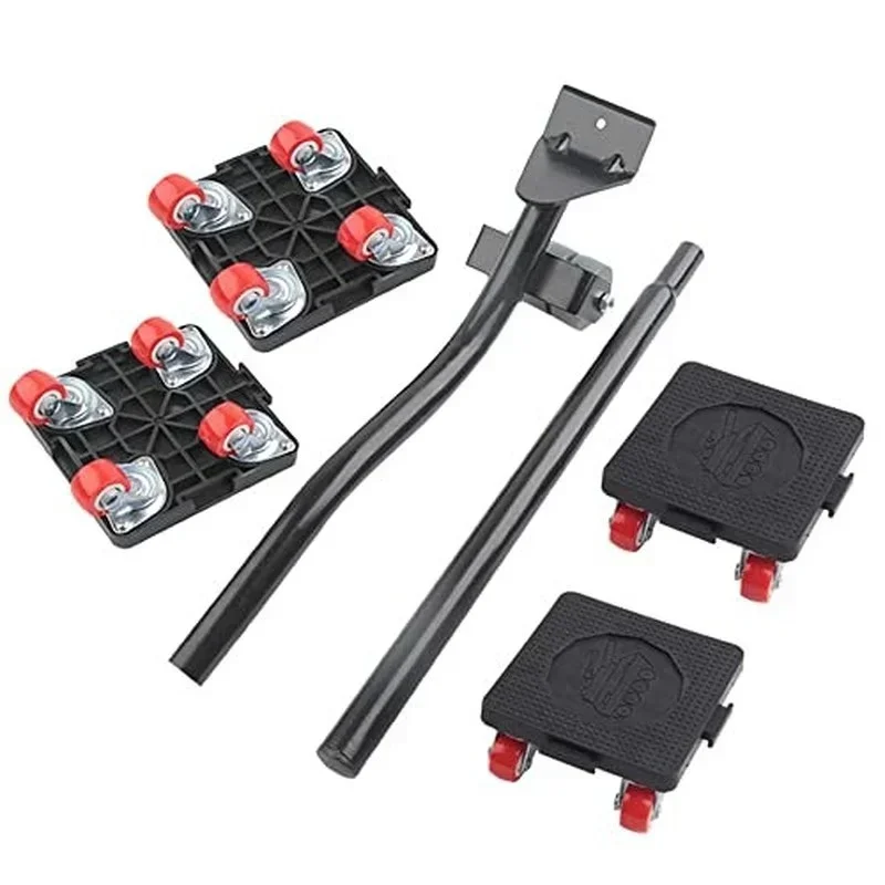 6Pcs/Set Furniture Mover Tool Transport Lifter Heavy Stuffs Moving Wheel Roller Bar Hand Labor Saving Portable Detachable Tools