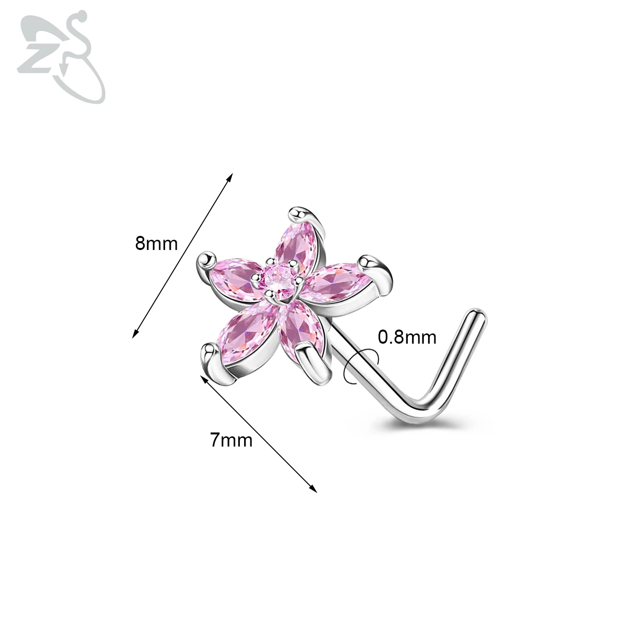 Cute CZ Crystal Nose Stud L-Shape