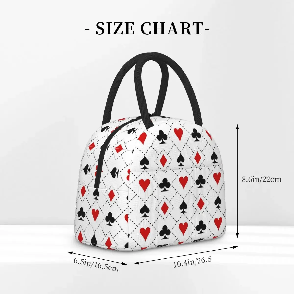 Playing Cards Suit Symbols Pattern Insulated Lunch Bag for Women Kids Portable Food Boxes Thermal Lunch Box Tote