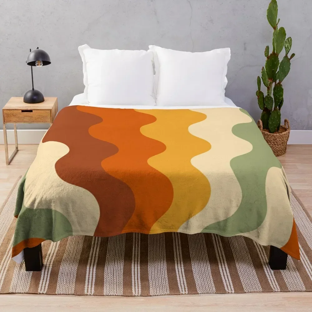 

Retro Rays Groovy 1970s Olive Rust Yellow Orange Beige Throw Blanket Baby Hair Thermal Blankets For Sofas Blankets