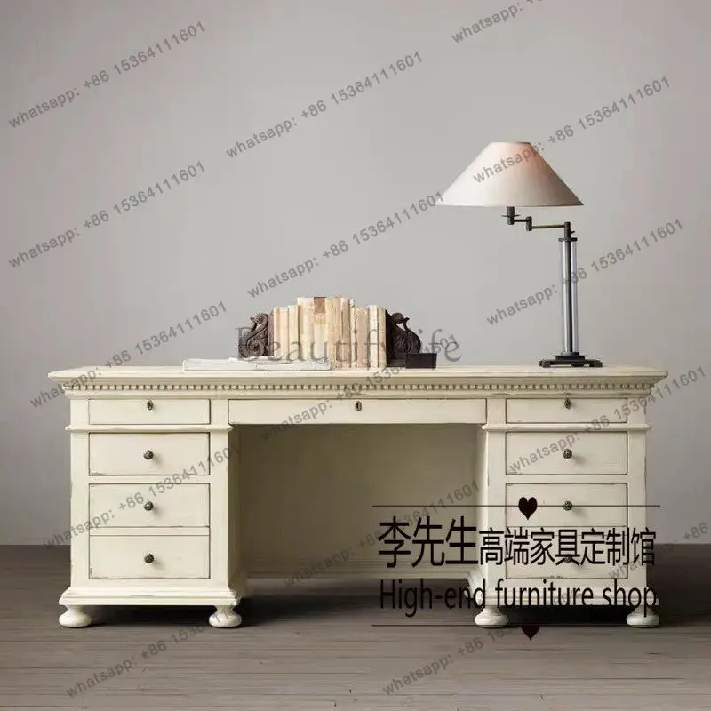 

Solid wood retro minimalist writing table oak computer table study furniture