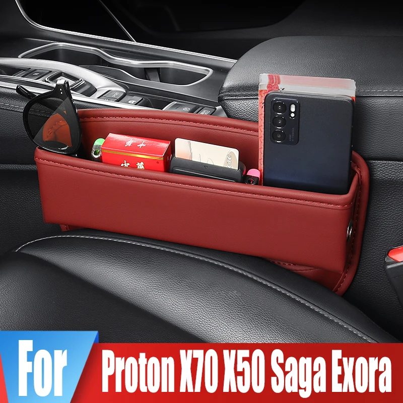 

For Proton X70 X50 Saga Exora Persona Lriz X90 Gen2 Waja Car Seat Crevice Storage Box Phone Holder Reserved Charging Accessories