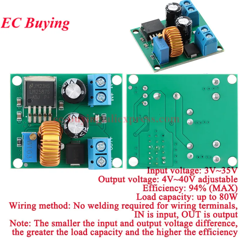 LM2587 DC-DC 3.5V-30V To 4V-30V Step Up High Power Supply Module Adjustable 5A Boost Converter Wide Voltage Regulator Board 5V