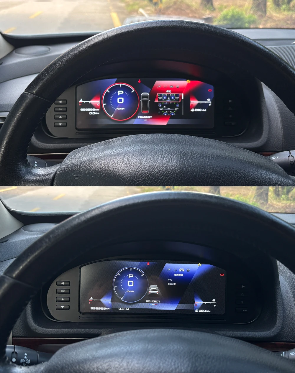 12.3 "LCD لوحة أدوات العنقودية الرقمية لبيجو 407 2004-2010 لوحة القيادة سيارة الظاهري قمرة القيادة أداة السيارات سرعة متر #4