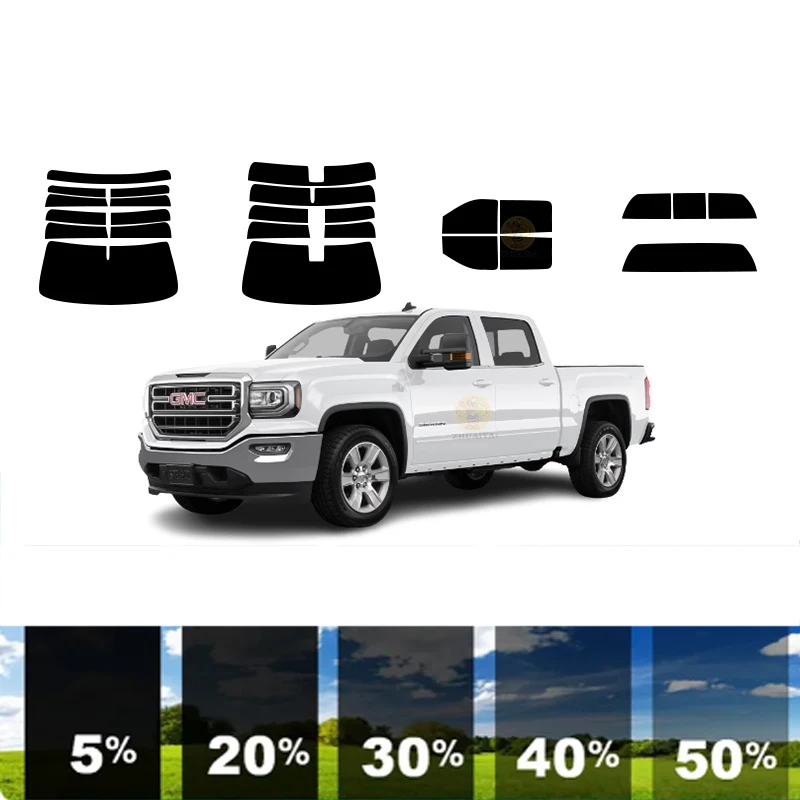 

precut Removable Window Tint Film For Car 100% UVR 5%-70%VLT Heat Insulation Carbon ﻿For GMC SIERRA 1500 4 DR PICKUP 2014-2018