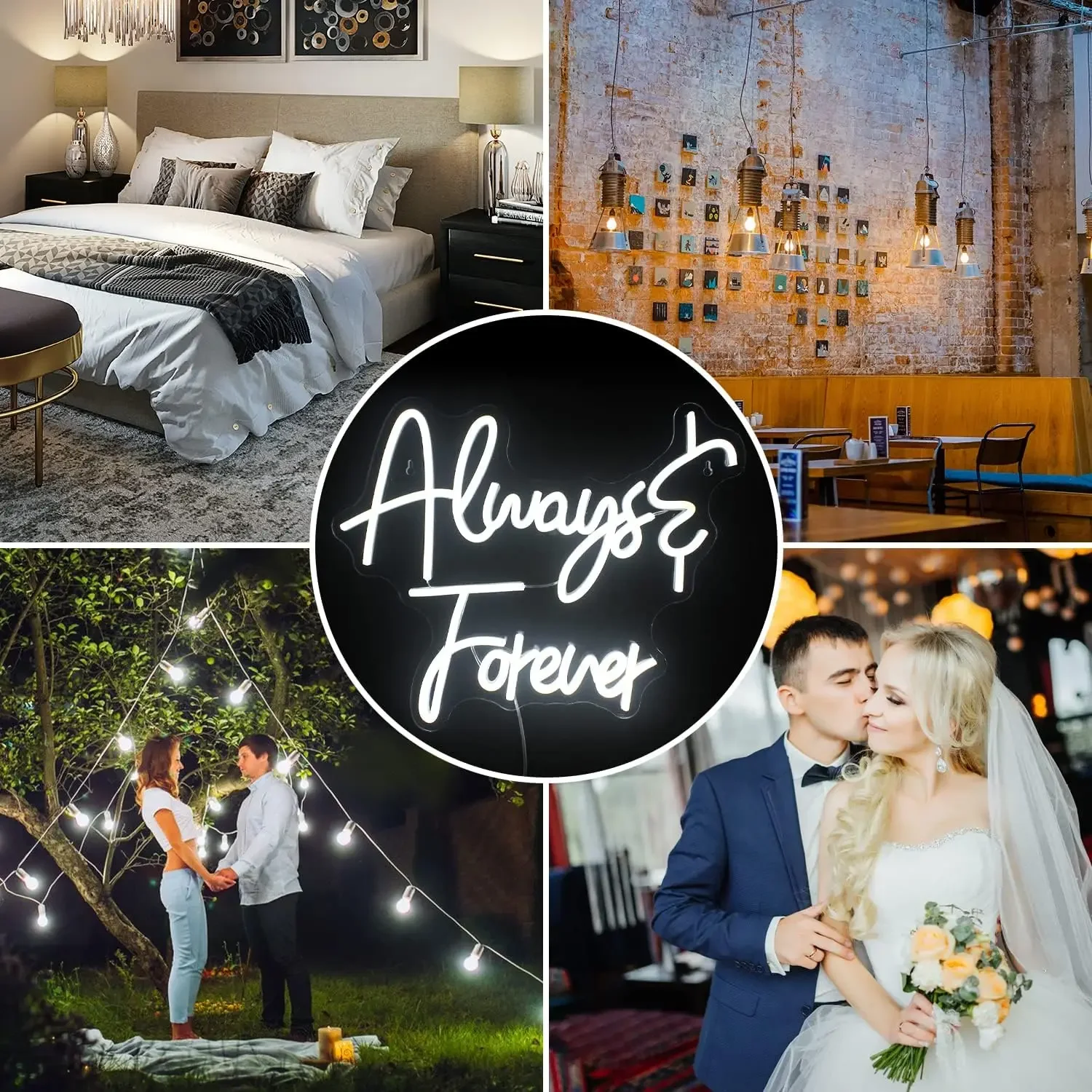 Always Forever Neon Sign LED Wall Art USB Powered  Love Quote Theme Decor Wedding Bedroom Party Romantic Aesthetic Hanging Light