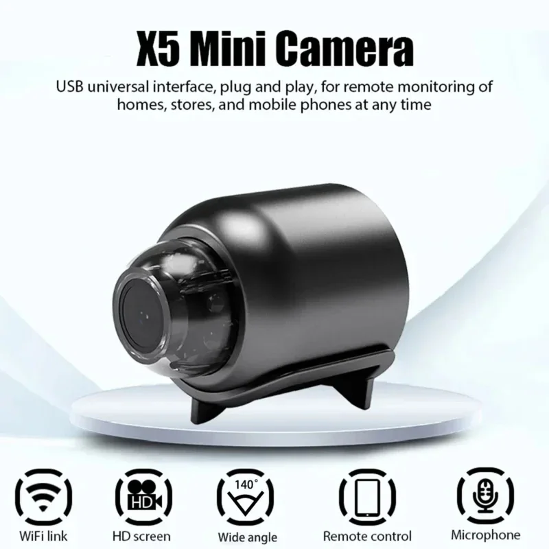 New X5 Mini Camera 1080P HD Wireless Surveillance Premium Lightweight Portable with Clear Night Vision and Motion Detection