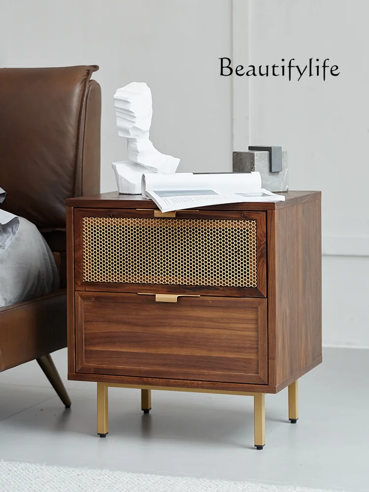 

Light Luxury Solid Wood Bedside Cabinet Living Room Sofa Side Cabinet Simple American Bedroom Storage Bedside Cabinet