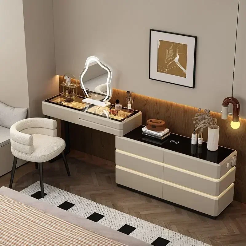 

Coffee Modern Vanity Table Aesthetic Nail Designer Minimalist Dressing Table Nordic Makeup Storage Penteadeira Hotel Furniture
