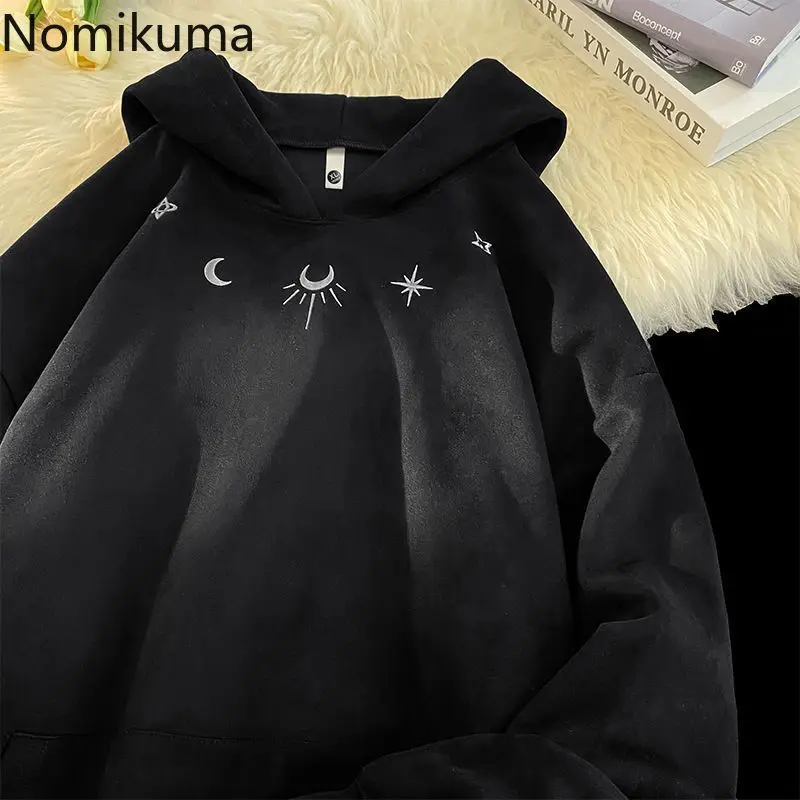 Streetwear Hoodies for Women 2024 Ropa Mujer Chic Embroidery Hooded Y2k Tops Casual Thicked Vintage Sweatshirts Korean Clothes