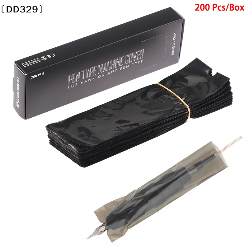 

200 шт./коробка, черные одноразовые чехлы-мешочки для тату-машинок〔DD329〕