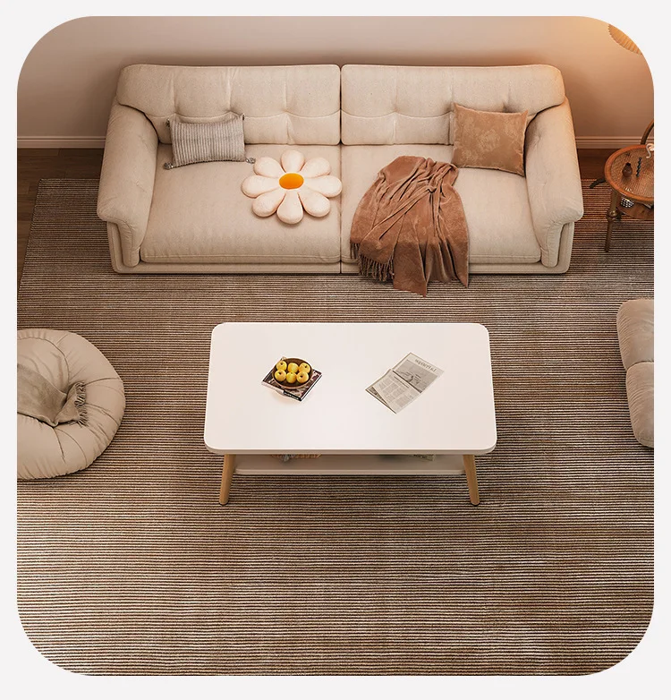 Formwell 80*50cm top 2 tier simple coffee table wood sofa table for Living Room easy assembling solid wood legs image 6