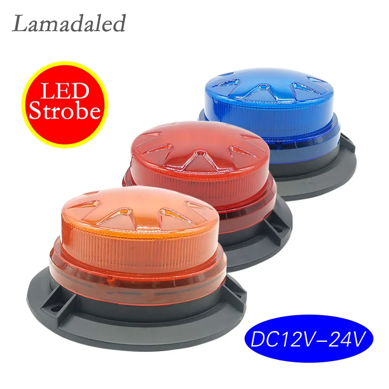 12V24V round rotate police led strobe lights beacon with magnetic for ambulance fire truck stroboscope warning lamp