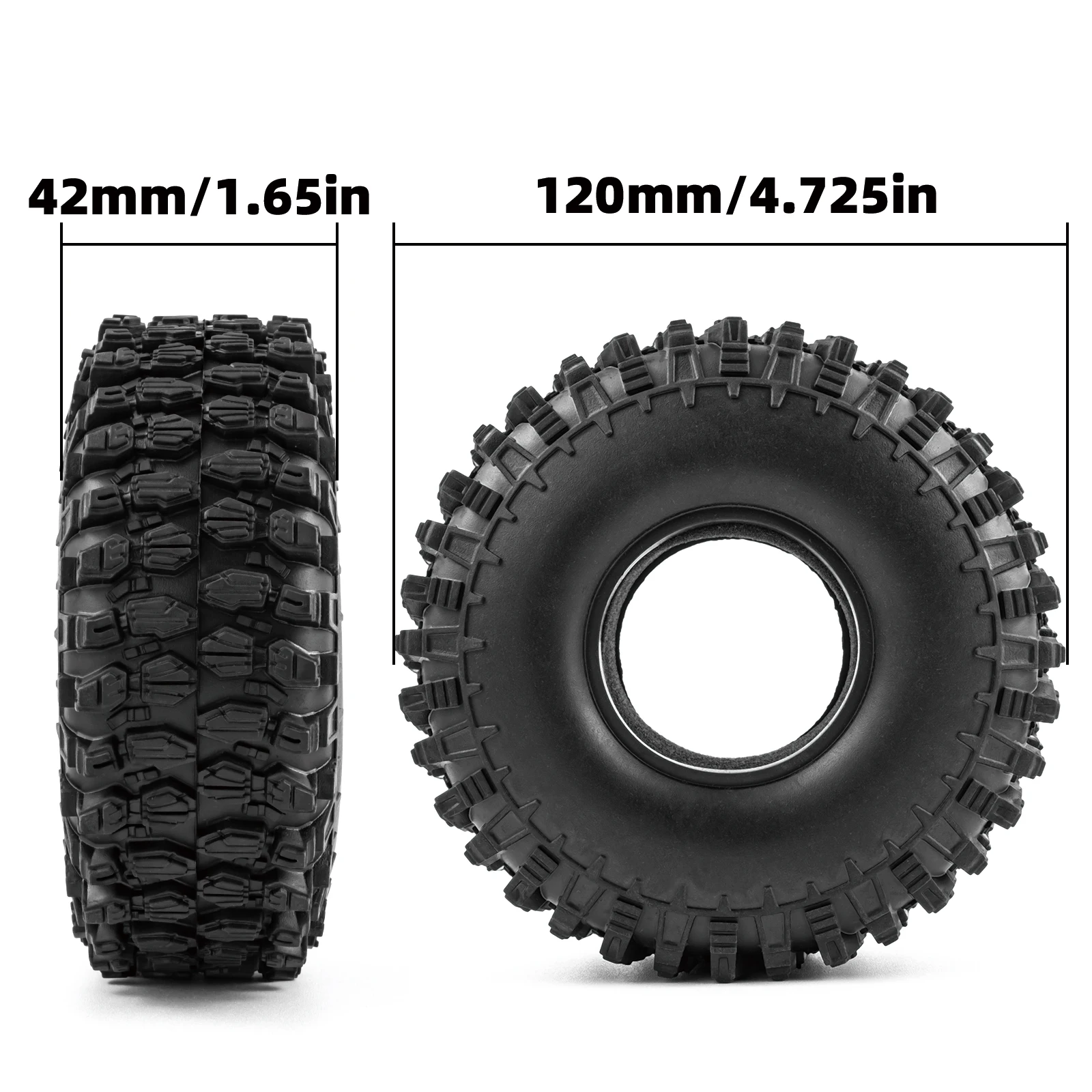 Neumáticos de goma para coche teledirigido, piezas y accesorios de 120MM, 1,9 pulgadas, 1:10 RC Crawler, Axial SCX10 90046 AXI03007 TRX4 Redcat Gen8