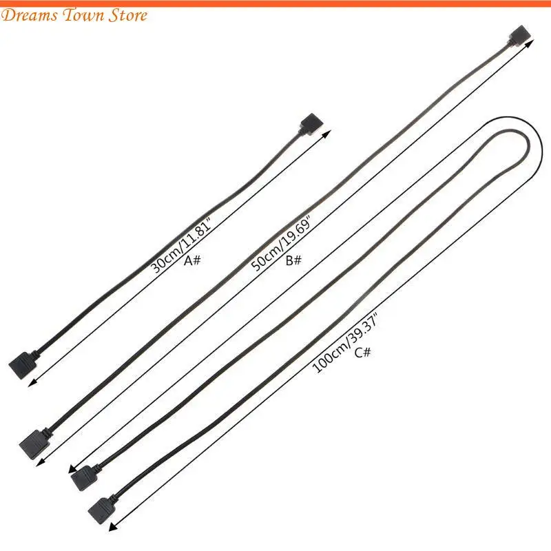 HX6A RGB Extension Cable 5V 3 Pin Radiators RGB Fans Connector Hub 3-Pin Cooling Fan Cable for Computer ATX for Cas