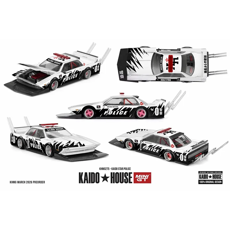 1:64 New Kaido Minigt (Kaido Star Police 275)(Gtr R33 Kaido Cat 276)(Gtr R34 Hks 280)(Honda Civic Ef 265) Alloy Model Toys Gifts view 3
